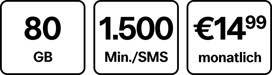 80 GB und 5G-Netz für nur €14,99 monatlich