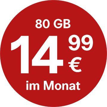 Inklusive schnellem 5G-Netz und 80 GB Datenvolumen um nur 14,99 Euro monatlich