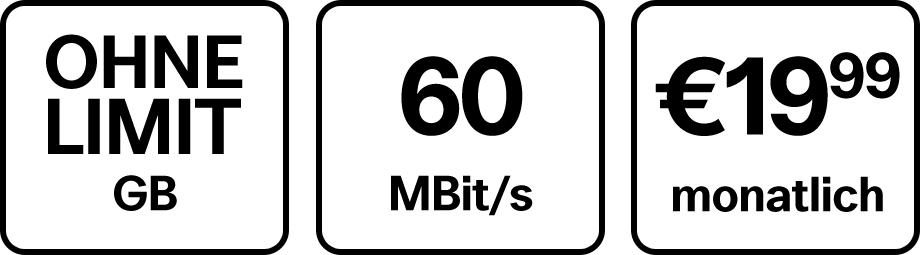 60 MBit/s und 4G um nur 19,99 Euro monatlich