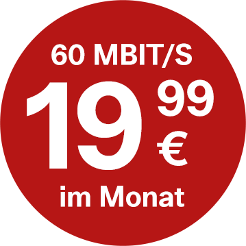 60 MBit/s um nur 19,99 Euro pro Monat